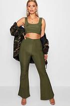 Boohoo Plus Square Neck Rib Crop Flare Co-ord