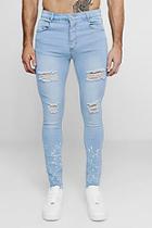 Boohoo Super Skinny Distressed Jeans With Splatter