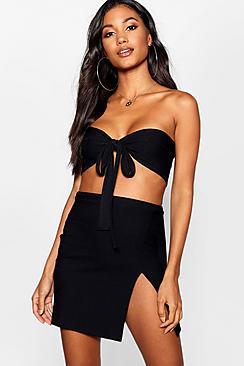 Boohoo Bandage Tie Bandeau + Mini Skirt Co-ord