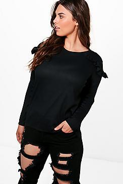 Boohoo Plus Melissa Ruffle Shoulder Jumper