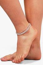 Boohoo Anthea Diamante Layered Anklet