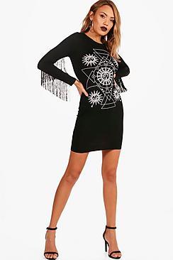 Boohoo Freyja Halloween Horrorscope Bodycon Dress