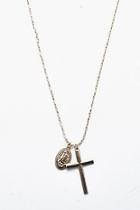 Boohoo Cross And Coin Necklace