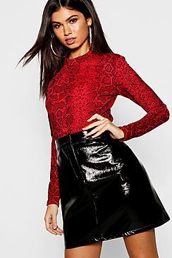 Boohoo High Shine A Line Leather Look Mini Skirt