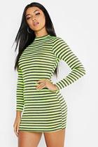 Boohoo Neon Mesh Stripe Bodycon Dress