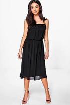 Boohoo Frill Pleat Detail Midi Dress