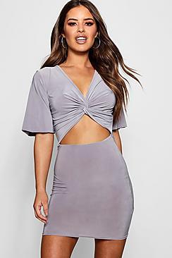 Boohoo Petite Knot Front Bodycon Dress