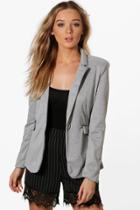Boohoo Emilie Elbow Patch Blazer Grey