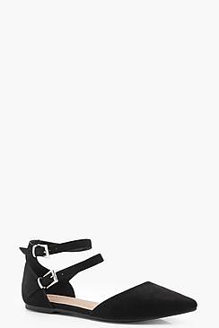 Boohoo Hope Double Strap Pointed Ballet