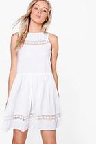 Boohoo Melody Drop Hem Crochet Dress