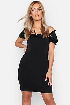 Boohoo Plus Bardot Frill Edge Bodycon