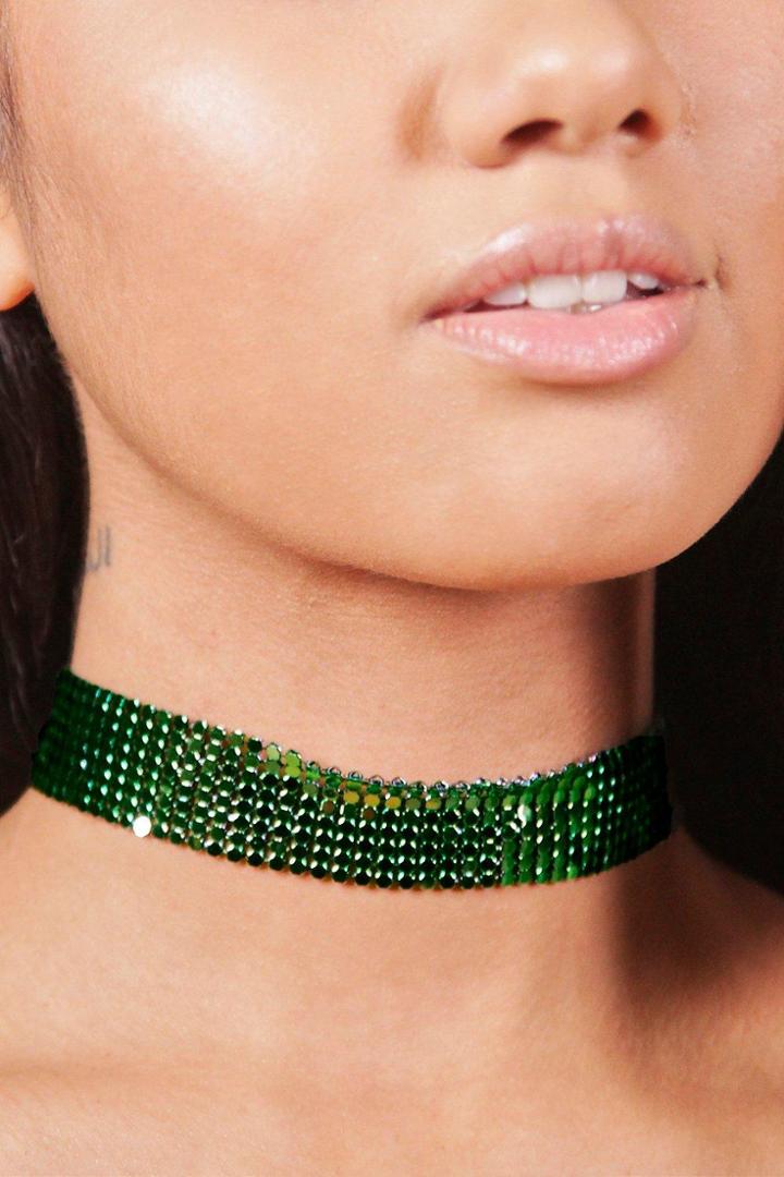 Boohoo Macie Rainbow Chainmail Metal Choker Multi