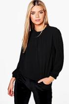 Boohoo Aubrey High Neck Ruffle Long Sleeve Woven Top