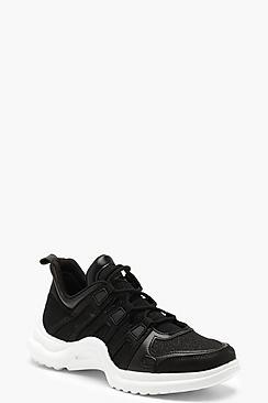 Boohoo Chunky Trainers With Glitter Panels