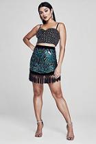 Boohoo Premium Kara Sequin And Velvet Tassel Skirt