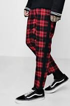 Boohoo Tartan Tapered Trousers With Side Panel