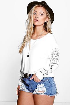 Boohoo Plus Lisa Sun + Moon Oversized Tee