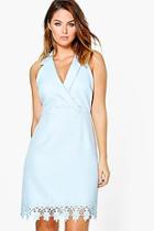 Boohoo Boutique Vi Crochet Hem Tuxedo Midi Dress