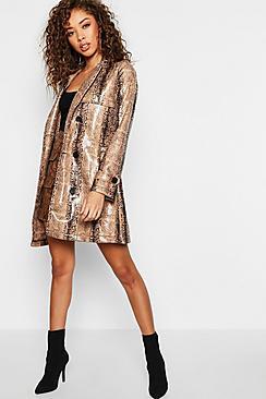 Boohoo Premium Snake Pu Trench Coat