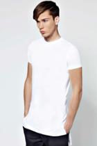 Boohoo Slim Fit Longline T Shirt With Stepped Hem White