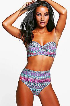 Boohoo Almunecar Contrast Print Underwired Bikini