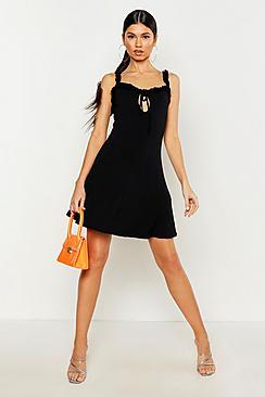Boohoo Ruffle Tie Front Sundress