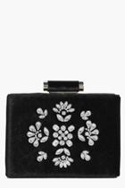 Boohoo Esme Boutique Embellished Velvet Clutch Bag Black