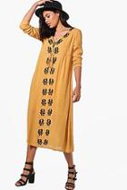 Boohoo Casey Embroidered Midi Dress