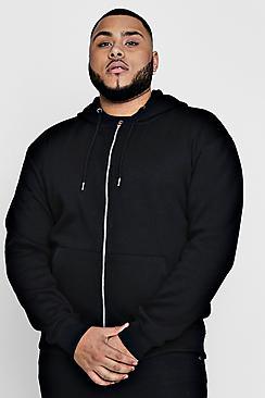 Boohoo Big And Tall Basic Zip Through Fleece Hoodie