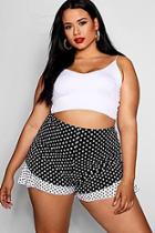 Boohoo Plus Judy Spot Contrast Frill Hem Short
