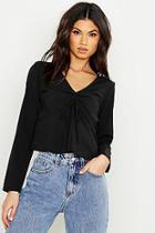 Boohoo Woven Ruched Detail Crop Top