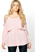 Boohoo Plus Laura Open Shoulder Frill Detail Blouse