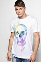 Boohoo Smoking Skull Print T Shirt White
