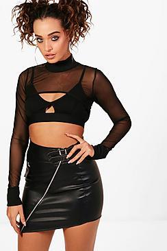 Boohoo Lillian Contrast Extreme Mesh Crop