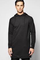 Boohoo Longline Raglan Hoodie With Side Zips Black