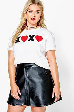 Boohoo Plus Julia Xoxo Slogan Tee