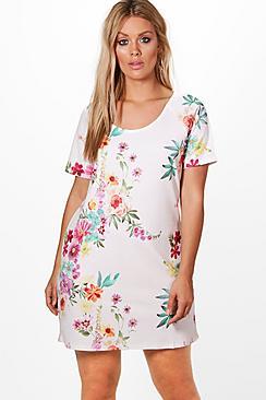 Boohoo Plus Erin Floral Shift Dress