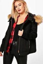 Boohoo Louise Faux Fur Trim Hood Crop Parka