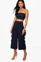 Boohoo Tia Frill Side Culotte & Bandeau Set