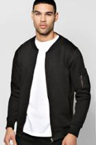 Boohoo Zip Through Bomber With Ma1 Sleeve Black