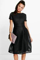 Boohoo Zaira Boutique Full Skirted Prom Midi Dress Black