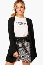 Boohoo Kate Flared Cuff Rib Knit Cardigan
