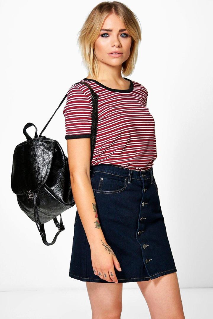 Boohoo Amanda 5-pocket Denim Skirt Indigo
