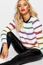 Boohoo Long Sleeve Rainbow Stripe T-shirt