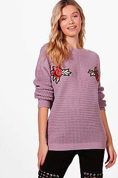 Boohoo Grace Floral Embroidered Jumper