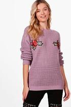 Boohoo Grace Floral Embroidered Jumper