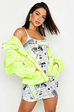 Boohoo Newspaper Print Strappy Mini Dress