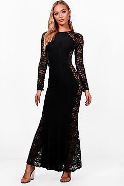 Boohoo Caroline Lace Side Maxi Dress