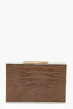 Boohoo All Over Faux Croc Box Clutch