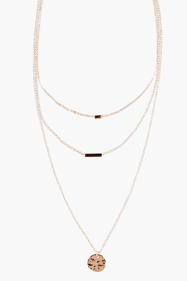 Boohoo Taylor Coin Layered Skinny Necklace Gold